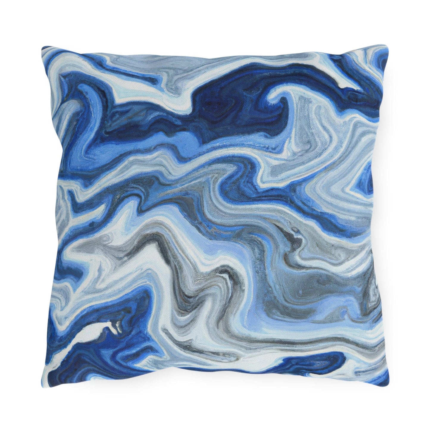 Decorative Indoor/outdoor Pillow - Blue White Grey Marble Pattern