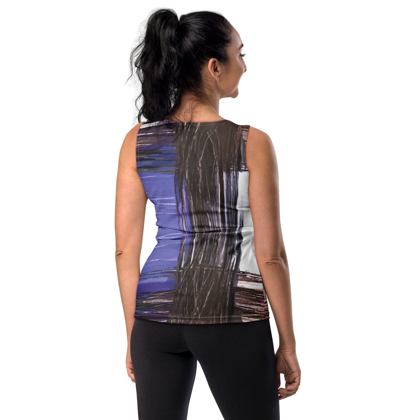Womens Stretch Fit Tank Top - Rustic Brown Interweave Print