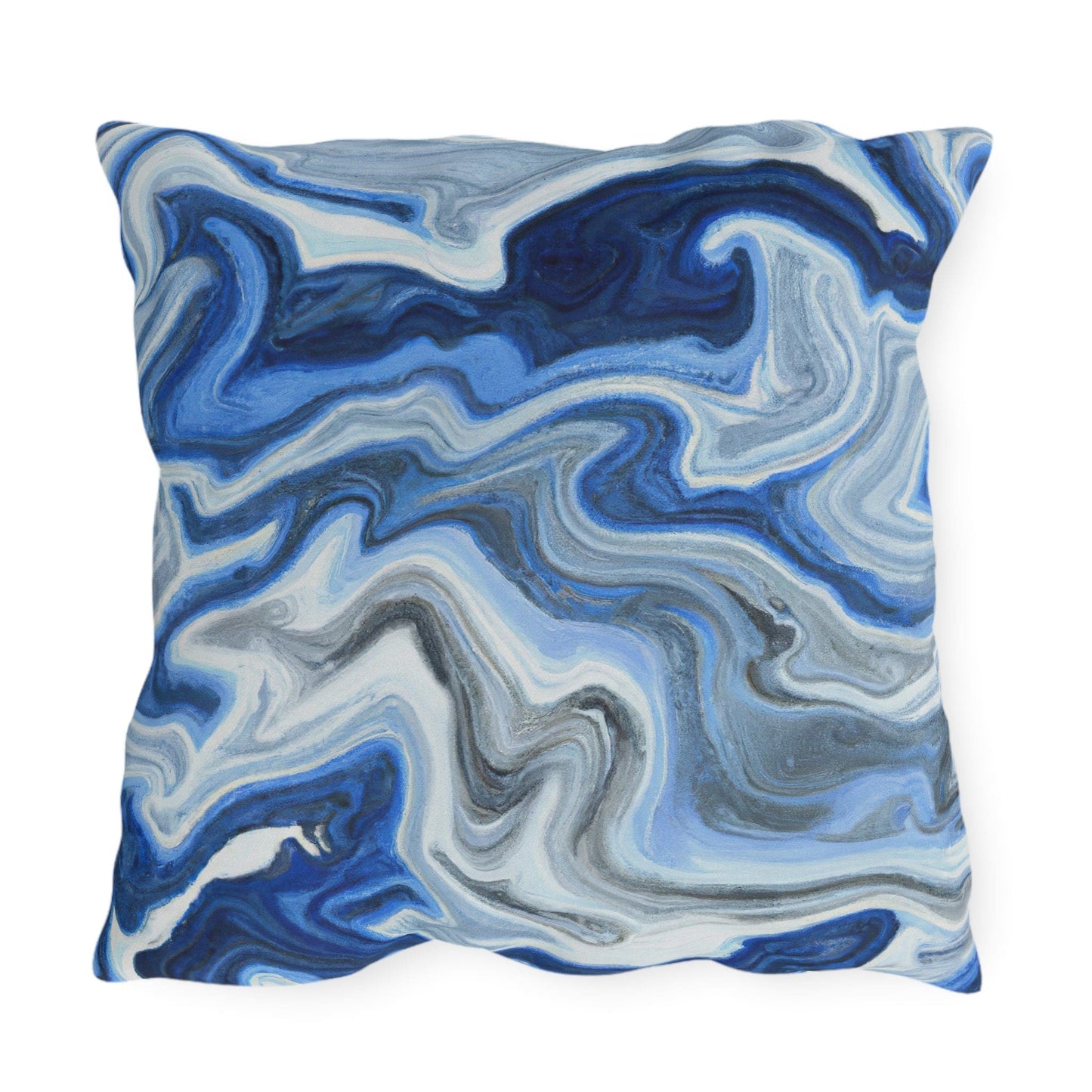 Decorative Indoor/outdoor Pillow - Blue White Grey Marble Pattern
