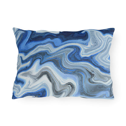 Decorative Indoor/outdoor Pillow - Blue White Grey Marble Pattern