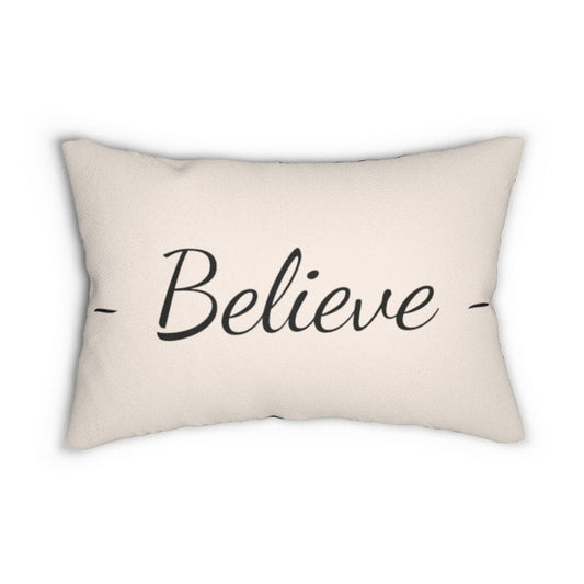 Decorative Lumbar Throw Pillow - Believe - Beige Black
