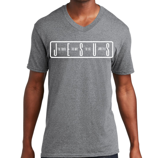 Mens Graphic V-neck T-shirt - the Truth the Way the Life