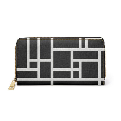 Womens Wallet - Zip Purse Black and White Colorblock