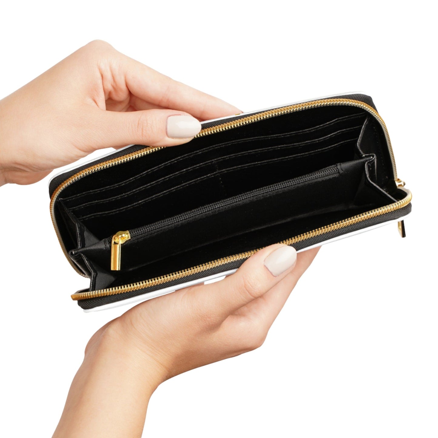 Yellow Palm Tree Leaves Minimalist Art Womens Zipper Wallet Clutch Purse